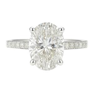 0.50ct Natural Oval Side Stone Engagement Ring