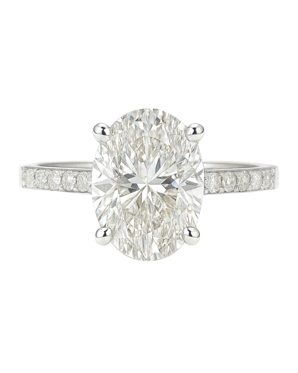 0.50ct Natural Oval Side Stone Engagement Ring