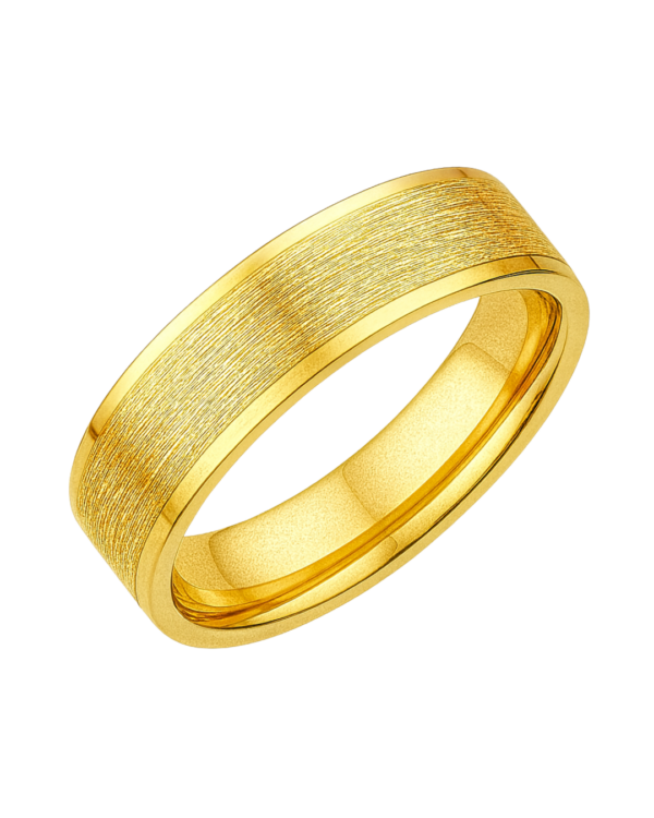 Bevelled Edge Yellow Gold Wedding Band – 9mm