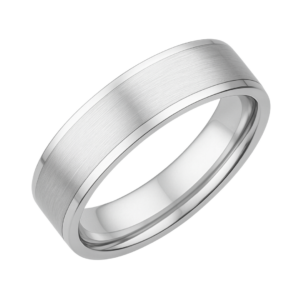 Bevelled Edge White Gold Wedding Band – 7mm