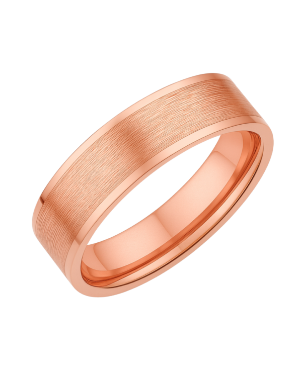 Bevelled Edge Rose Gold Wedding Band – 9mm