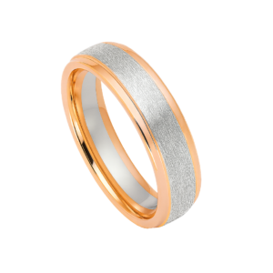 Two-Tone Center Brushed Rose Gold Wedding Band – 9mm