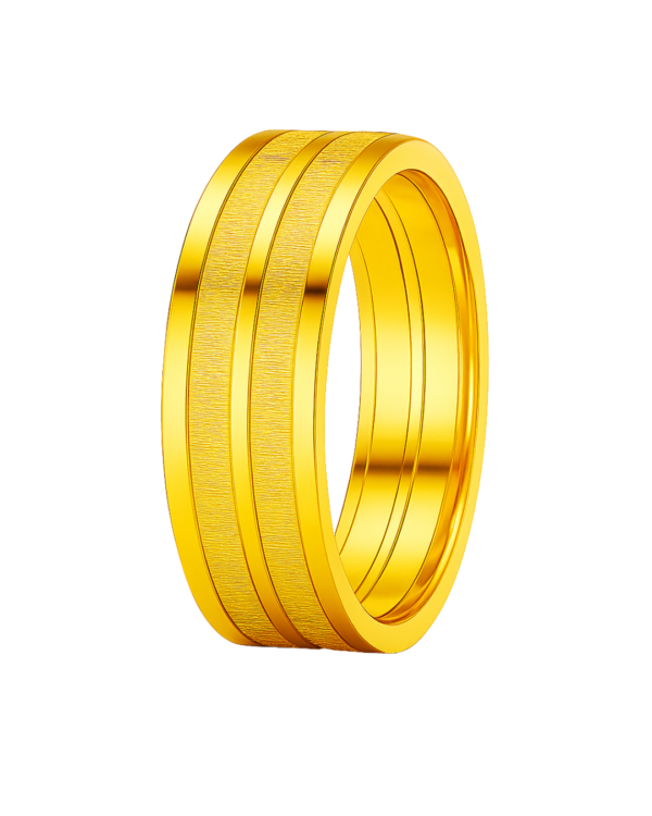 Two-Tone Dual Stripe Yellow Gold Wedding Band – 9mm