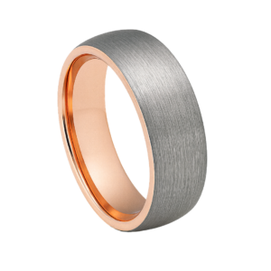 Two-Tone Brushed Rose Gold Wedding Band – 6mm