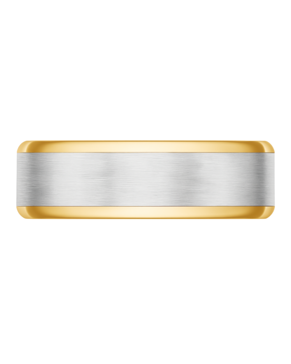Bevelled Edge Yellow & White Gold Wedding Band – 5mm