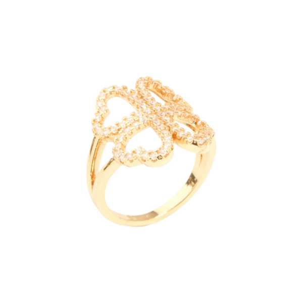 Natural Diamond Four-Heart Open Clover Ring