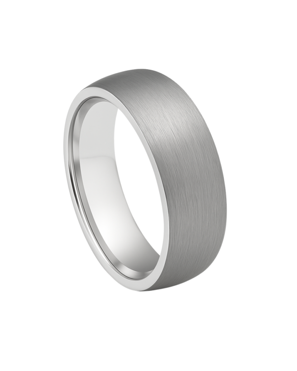 Two-Tone Brushed White Gold Wedding Band – 9mm