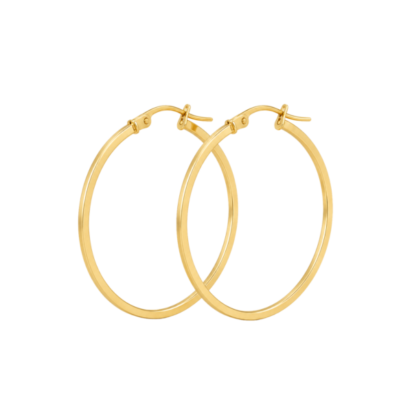 9K Yellow Gold Square Edge Hoop Earrings