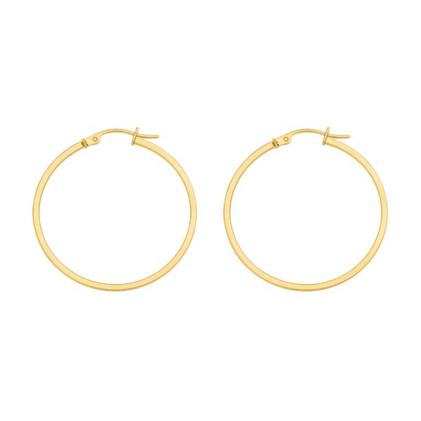 9K Yellow Gold Square Edge Hoop Earrings