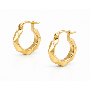 9K Yellow Gold Fancy Hoop Earrings