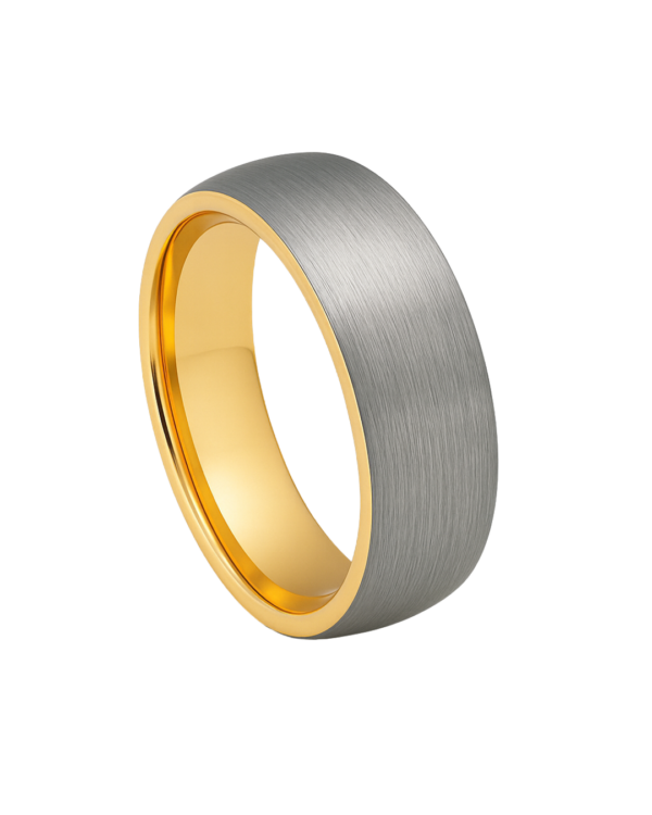 Two-Tone Brushed Yellow Gold Wedding Band – 8mm