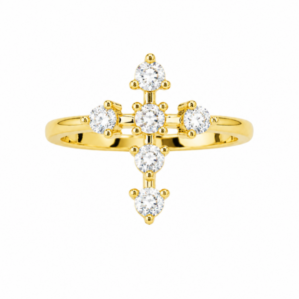 Natural Diamond Cross Ring