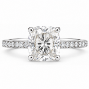 0.70ct Natural Cushion Classic Side Stone Engagement Ring