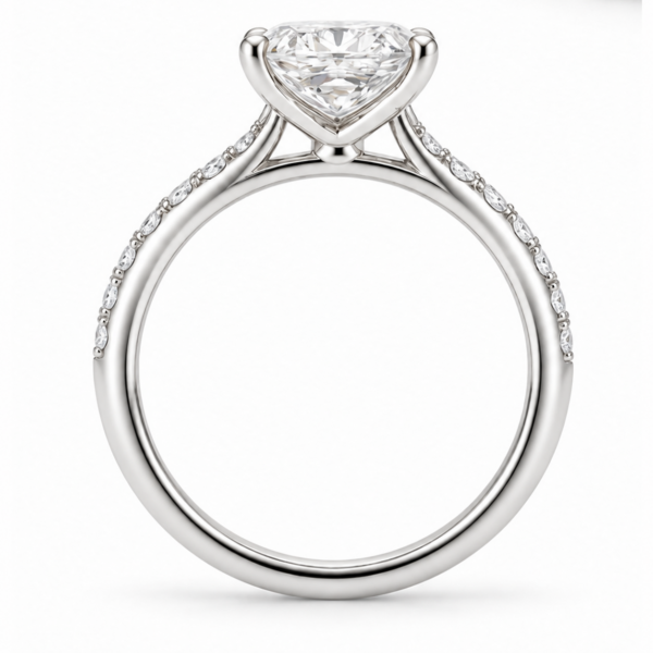 0.70ct Natural Cushion Classic Side Stone Engagement Ring