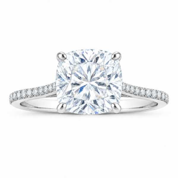 2.00ct Lab-Grown Cushion Hidden Halo Engagement Ring