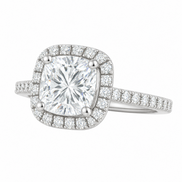 2.00ct Lab-Grown Cushion Classic Halo Engagement Ring