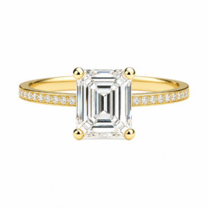 0.30ct Natural Emerald Classic Side Stone Engagement Ring