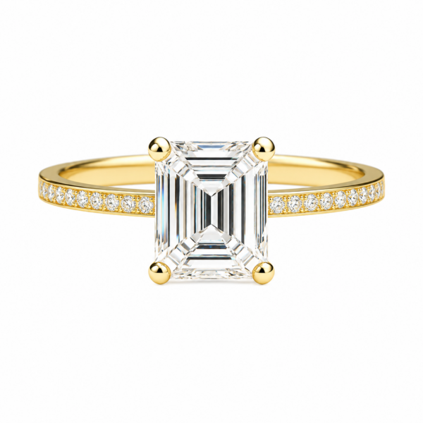 0.30ct Natural Emerald Classic Side Stone Engagement Ring