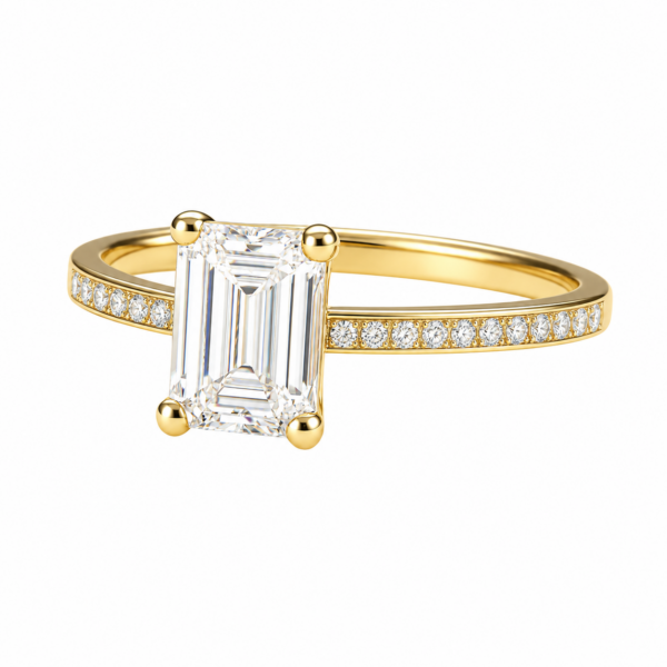 0.30ct Natural Emerald Classic Side Stone Engagement Ring