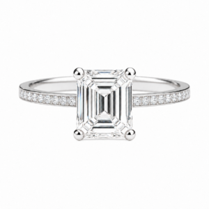 0.70ct Natural Emerald Classic Side Stone Engagement Ring