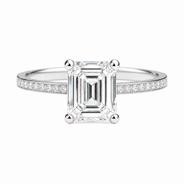 2.00ct Lab-Grown Emerald Classic Side Stone Engagement Ring