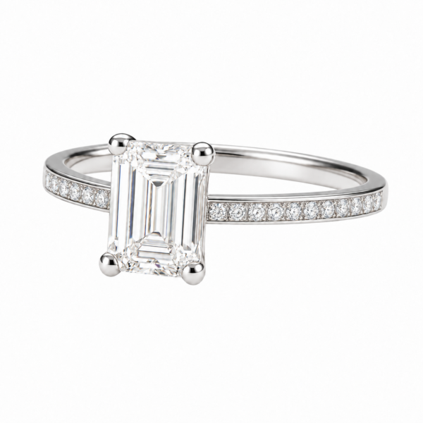 2.00ct Lab-Grown Emerald Classic Side Stone Engagement Ring