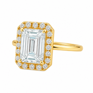 0.50ct Natural Emerald Halo Solitaire Engagement Ring