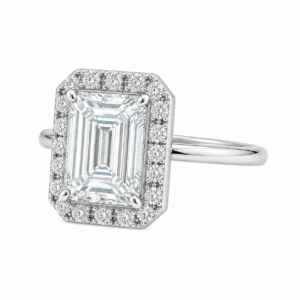 1.50ct Lab-Grown Emerald Halo Solitaire Engagement Ring