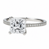 0.70ct Natural Princess Classic Side Stone Engagement Ring