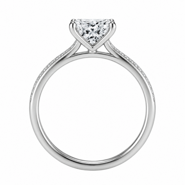 0.70ct Natural Princess Classic Side Stone Engagement Ring