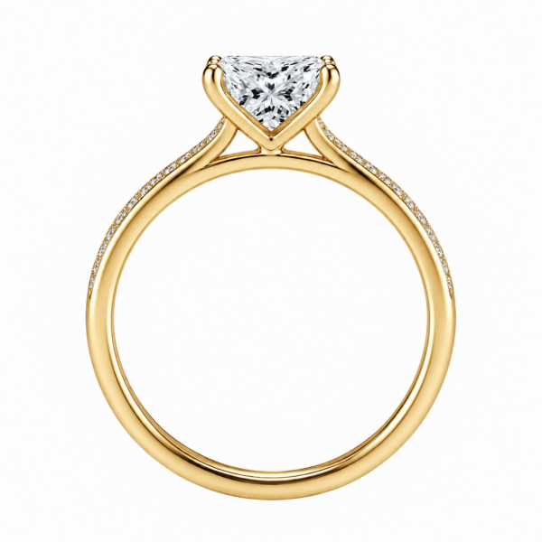 0.30ct Natural Princess Classic Side Stone Engagement Ring
