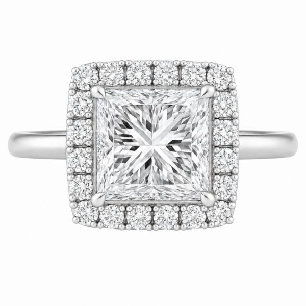 1.50ct Lab-Grown Princess Halo Solitaire Engagement Ring