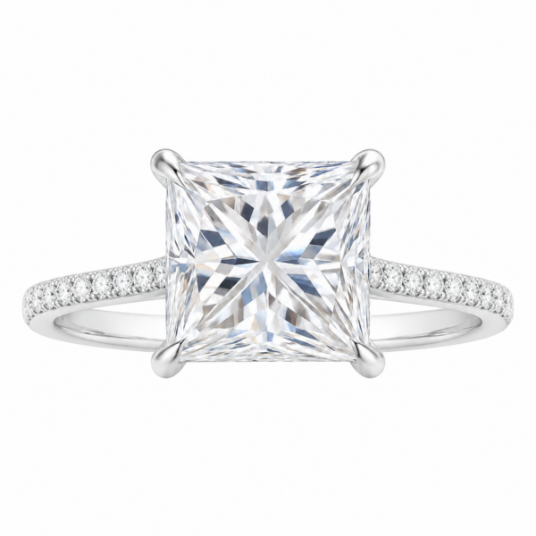 0.50ct Natural Princess Hidden Halo Engagement Ring