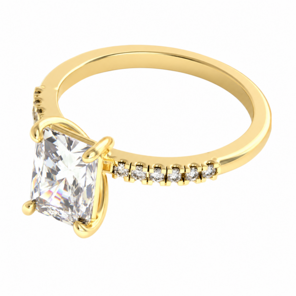 0.30ct Natural Radiant Classic Side Stone Engagement Ring