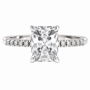 0.70ct Natural Radiant Classic Side Stone Engagement Ring