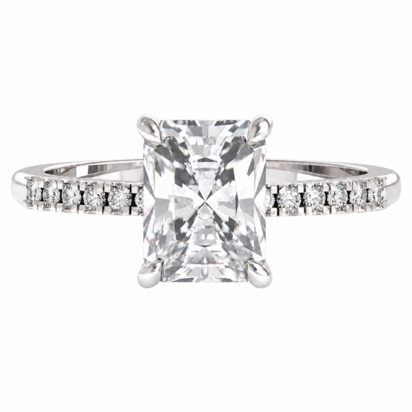 0.70ct Natural Radiant Classic Side Stone Engagement Ring