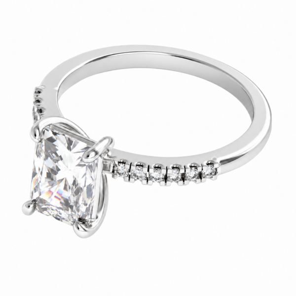 0.70ct Natural Radiant Classic Side Stone Engagement Ring