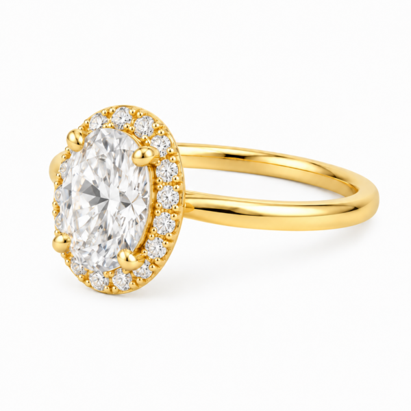 0.30ct Natural Oval Halo Solitaire Engagement Ring