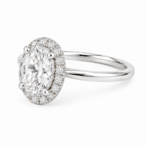 1.00ct Lab-Grown Oval Halo Solitaire Engagement Ring