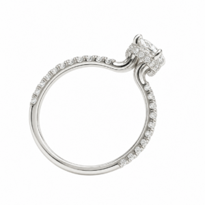 0.50ct Natural Oval Hidden Halo Engagement Ring