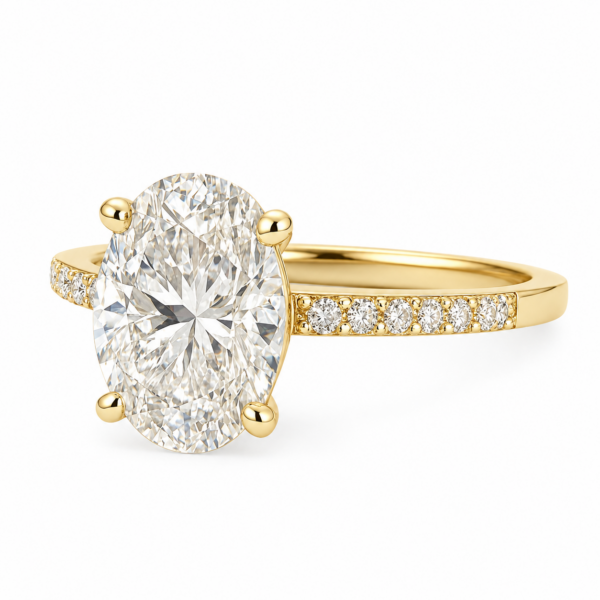 1.00ct Lab-Grown Oval Side Stone Engagement Ring