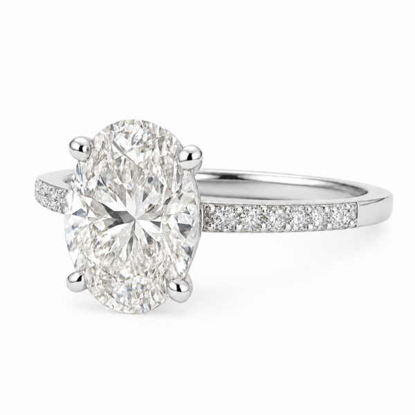 0.50ct Natural Oval Side Stone Engagement Ring