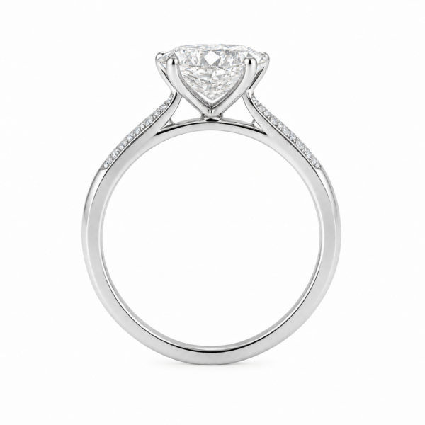 0.50ct Natural Oval Side Stone Engagement Ring