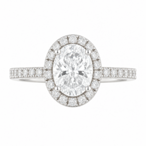 0.70ct Natural Oval Classic Halo Engagement Ring
