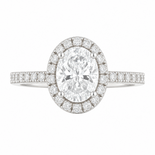 0.70ct Natural Oval Classic Halo Engagement Ring