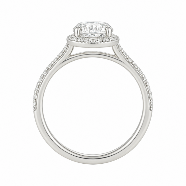 0.70ct Natural Oval Classic Halo Engagement Ring