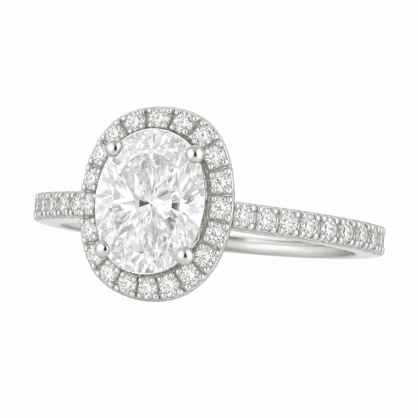 0.70ct Natural Oval Classic Halo Engagement Ring