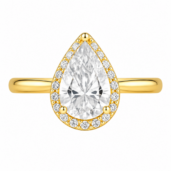 1.00ct Lab-Grown Pear Halo Solitaire Engagement Ring