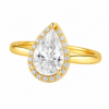 1.00ct Lab-Grown Pear Halo Solitaire Engagement Ring