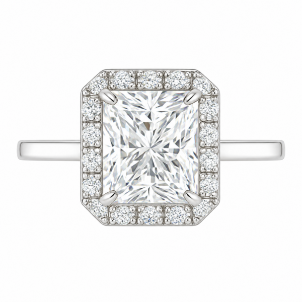 1.50ct Lab-Grown Radiant Halo Solitaire Engagement Ring